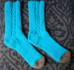 Cabled slip-stitch socks